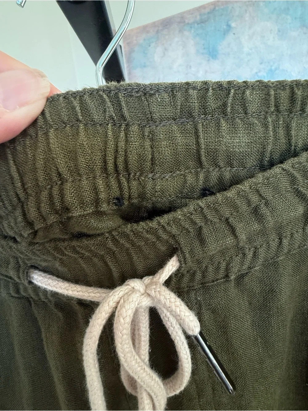 NEW Quince Mens 100% European Linen Drawstring Beach Pants Olive Dark Green XXL